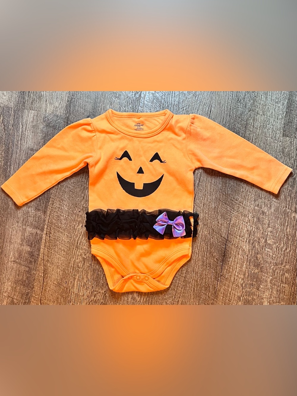 Little Treasure 6-9M Halloween Pumpkin Ruffle Bodysuit Baby Girl